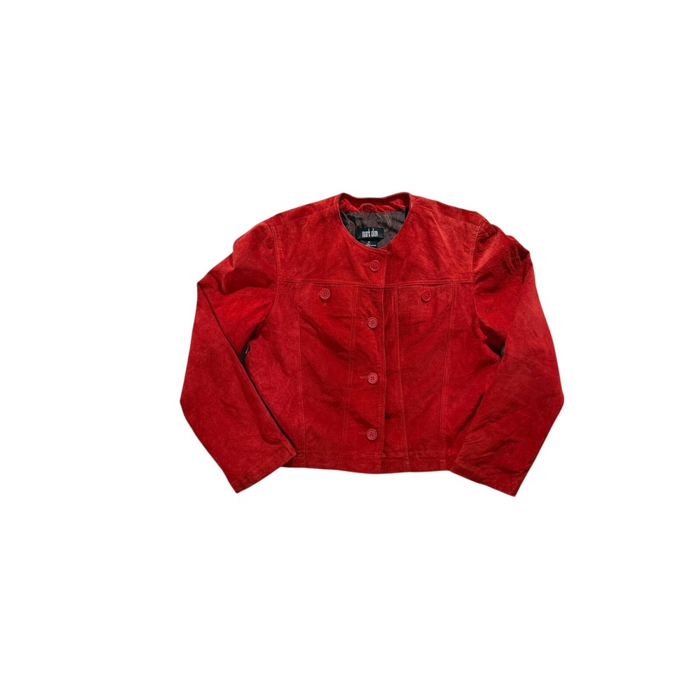 Mark Alan Red Suede Leather Cropped Jacket Womens Medium